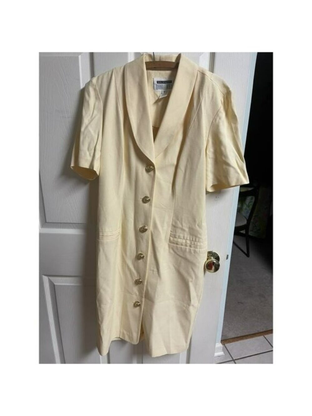 VNT Dani Max Yellow Blazer dress 80s 90s career boss lady gold buttons Med 8